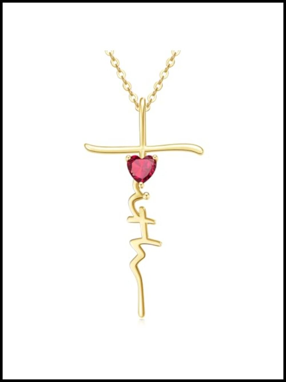 14k Gold Plated Faith Cross Birthstone Pendant Necklace Christian Jewelry
